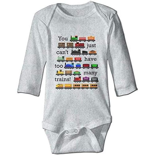 Too Many Trains Funny Toddler Rompers Baby Boys Girls Bodysuit Long Sleeve