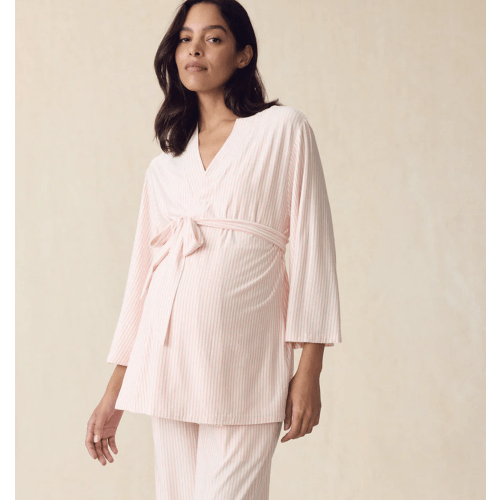 LAKE | Women | DreamModal™ Pajamas | English Rose Pencil Stripe Maternity Kimono Bundle
