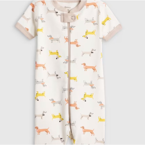 100% Organic Cotton Shortie Onesie Pajama in Puppies