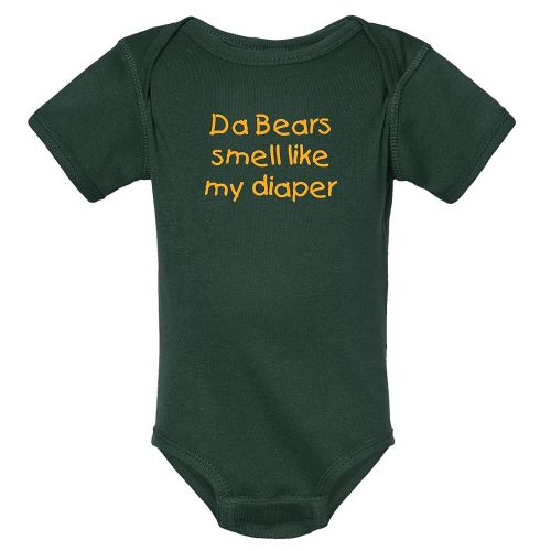 Campus Originals Packers the Bears Smell Like My Diaper Funny Parents Gift Fan Baby Bodysuit