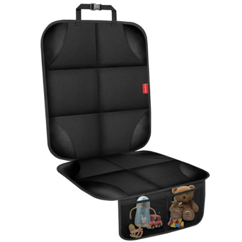 Car Seat Protector, Carseat Seat Protectors with Thick Padding and Upgraded Non-Slip Backing, Waterproof Seat Protector under Baby Car Seat, 600D Fabric Car Seat Covers with Storage Pockets for Baby