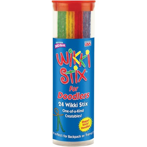 Wikki Stix for Doodlers - Kid's Travel Essential: Portable Creativity On-The-Go! Pack of 24 Wikki Stix in Neon and Primary Colors. Made in USA ! 3 & Up.