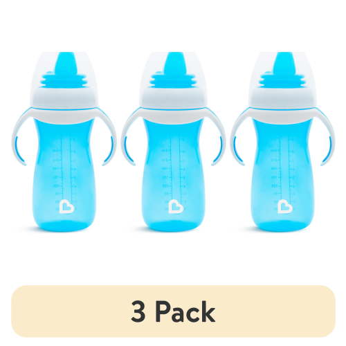 (3 pack) Munchkin® Gentle™ Transition Sippy Cup with Trainer Handles, 10 oz, Blue, Unisex