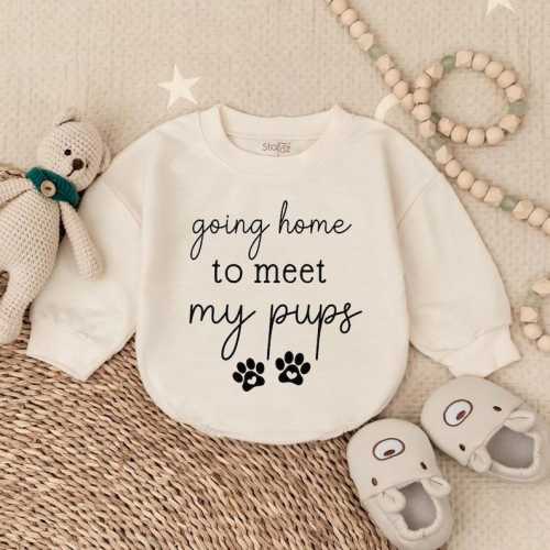 Going Home to Meet My Pups Baby Romper: Newborn Outfit