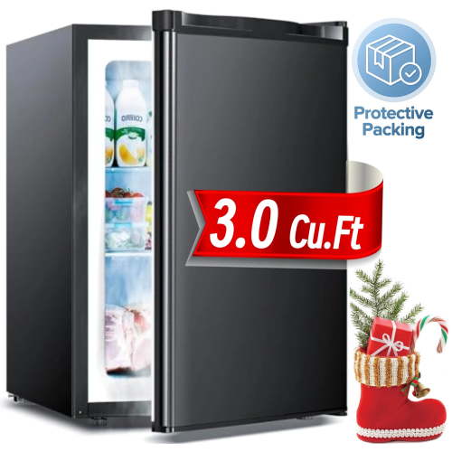 Auseo 3 Cu.ft Single Door Freezer, Compact Mini Freezer with Reversible Door for Kitchen, Apartment, Basement, Dorm, Black
