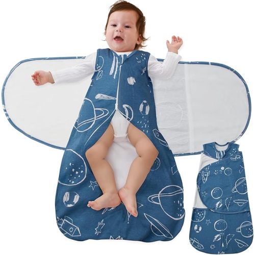 Baby Swaddle Sleep Sack, 1.0 Tog New-Parent-Friendly Swaddle for Newborns & infant 6-12 Months Baby Wearable Blanket Reduce Startle Reflex, Newborn Boys Girls Registry Essentials