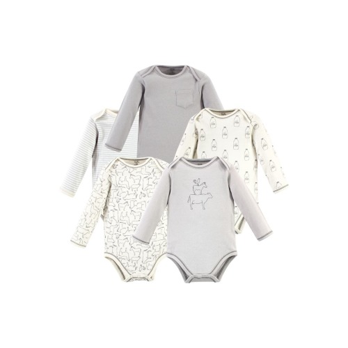 Organic Cotton Long-Sleeve Bodysuits, 0-3M