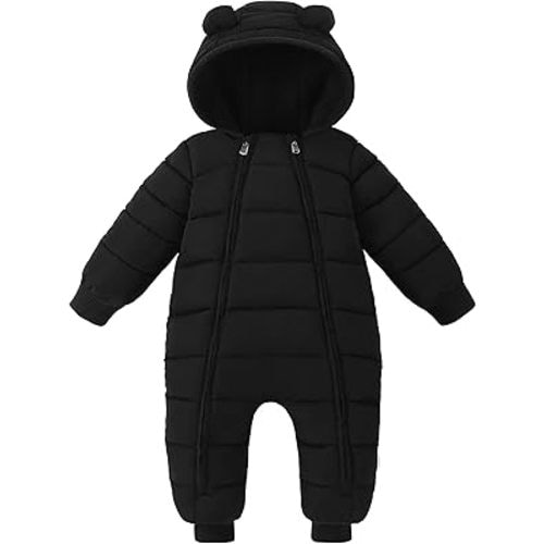XMWEALTHY Baby Snowsuit Toddler Girl Clothes Cute Hooded Double Zipper Boys Winter Coat Unisex Romper for Infant