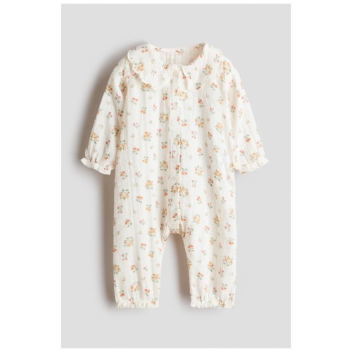 Cotton Muslin Romper Suit, 0-3M