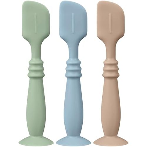 3 Packs Silicone Diaper Cream Applicator with Suction Base, Diaper Cream Spatula Applicator for Babies, Soft Silicone Diaper Cream Brush (Sage/Ether/Natural)