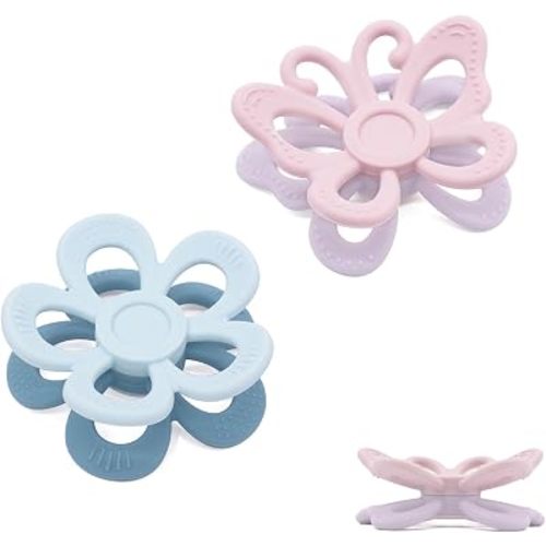 Baby Teething Toys for 3M+, Double Side Butterfly & Flower Teether,BPA Free