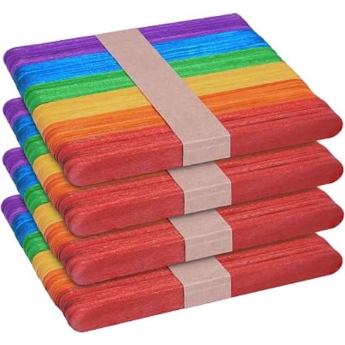 KTOJOY 200 Pcs Colored Wooden Craft Sticks Wooden Popsicle Colored Craft Sticks 4.5 inch Length Treat Sticks Ice Pop Sticks for DIY Crafts,Home Art Projects, Classroom Art Supplies