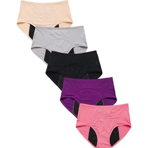 WBEAUTALLOVE Womens Mesh Period Panties High Waisted Menstrual Leak Proof Underwear Incontinence Protective Briefs(H-4-5-1,XX-Large)