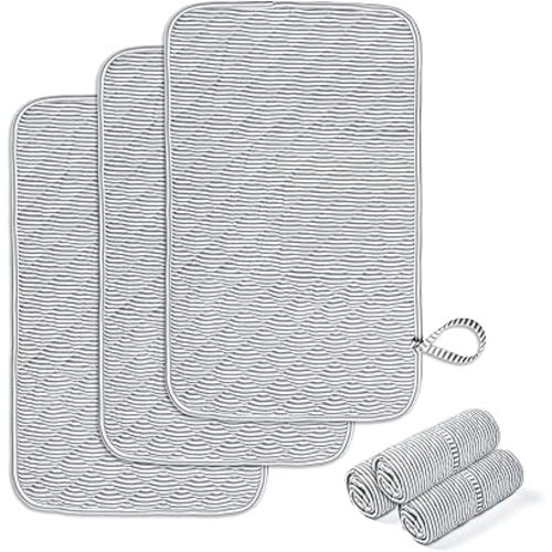 Spirich 3-Pack Reversible Changing Pad Liners, Waterproof & Wipeable Diaper Changing Mat, Thick Terry & 100% Cotton Knit, Portable Baby Changing Pad