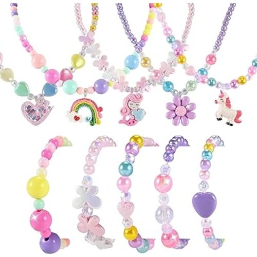 Faburo 10pcs Kids Jewelry for Girls, Little Girls Jewelry Necklace for Girl
