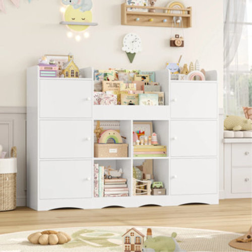 Latitude Run® 55.2"W Bookcase With 6 Closed Cubes & 4 Open Compartments | Wayfair