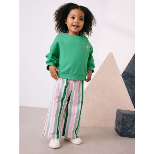 Green Hey Hi Sweatshirt & Wide Leg Trousers Set (3mths-7yrs)