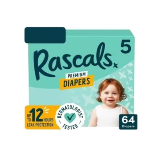 Rascal Premium Absorbent Baby Diapers Size 5, 64 Count (Pack of 1)