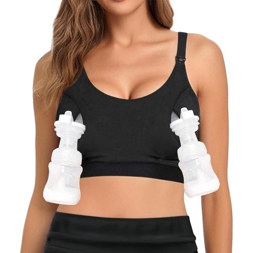 Nursing Bra for Breastfeeding, Adjustable Wireless Maternity Bra with Extra Extenders, Hands Free Pumping Bra for Breast Pumps