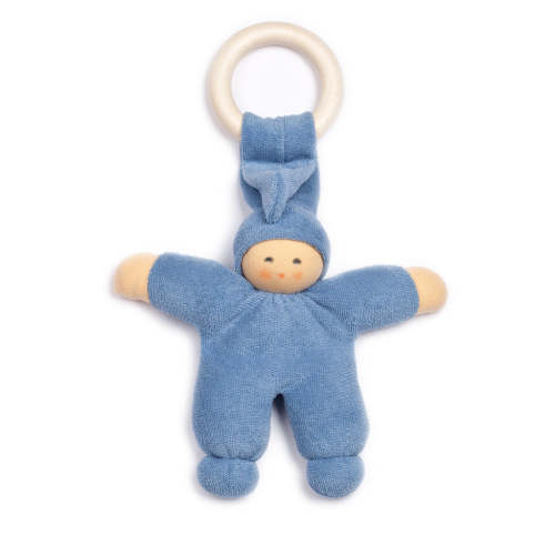 Nanchen Natur Organic Snuggle Baby Wooden Ring Blue - Acorn Toy Shop | Acorn Toy Shop