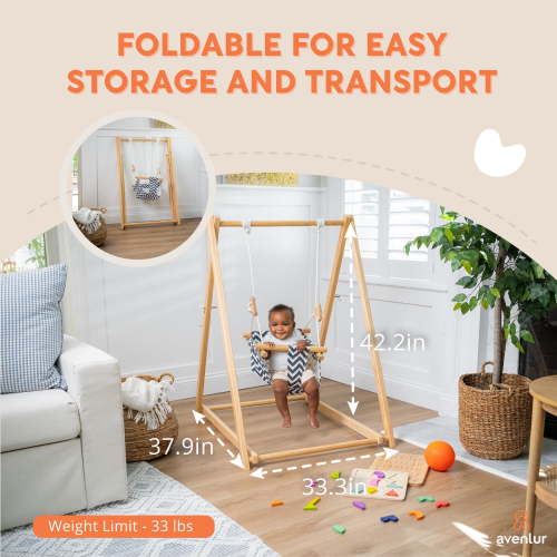 Baby and Toddler Foldable Wooden Swing Set