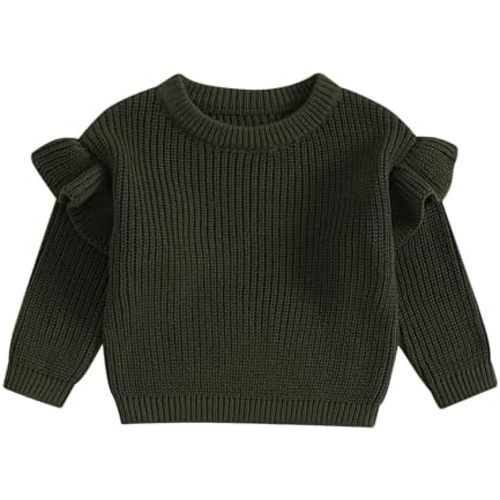 Newborn Baby Girl Cute Ruffle Sweater Toddler Long Sleeve Basic Candy Color Chunky Sweaters Fall Winter Clothes