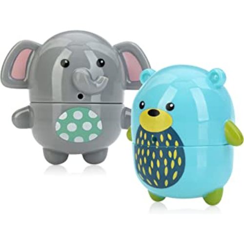 Nuby Silly Squirts Bath Toys, Easy to Clean Children's Bath Toy, Bear and Elephant