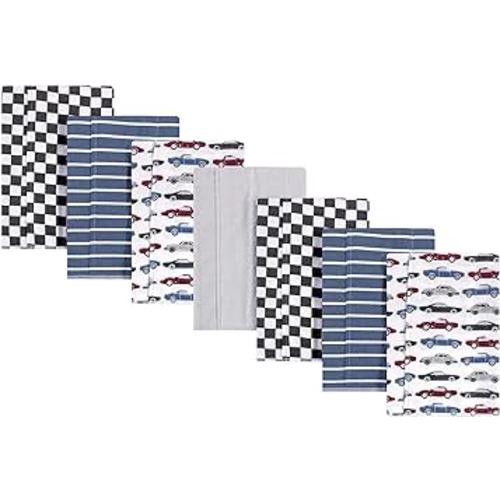 Hudson Baby Unisex Baby Cotton Flannel Burp Cloths, Vintage Cars, One Size