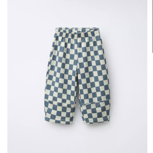 CHECKERED BALLOON PANTS - Blue | ZARA United States