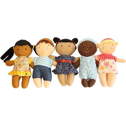 Diversity Buddies - Multicultural Plush Dolls Set, Diversity Toys for Kids - Daycare & Home, 8" - 5 Pcs