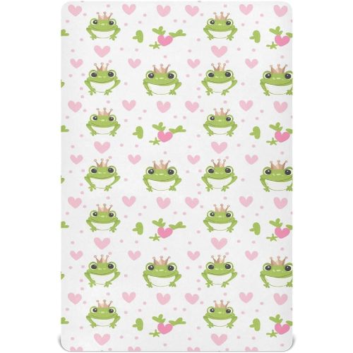 Crib Sheets for Boys Girl Cute Frogs Princess Crown Neutral Mini Crib Mattress Sheets Fitted, Toddler Baby Sheets for Crib Mattress Soft & Breathable 39 * 27 * 5In