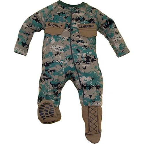 TC U.S.M.C. Baby Boys Woodland Camo Crawler with Recruit Boots (0-3 Months)