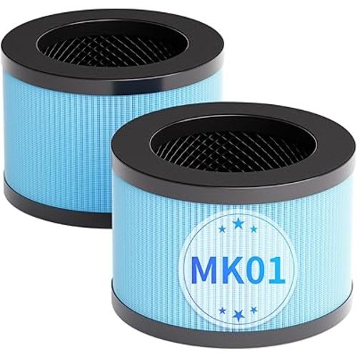MK06 MK01 True HEPA Replacement Filter Compatible with AROEVE MK01 MK06 and Kloudi DH-JH01 Air Purifier, Standard Version, 2 Pack