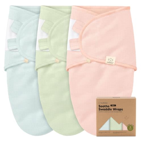 3-Pack Organic Swaddles for Newborns, Baby Swaddles 0-3 Months (Mellow) | Newborn Swaddle Sleep Sacks, Soft Cotton, Infant, Baby Swaddle Wraps, Girls, Boys, Large Hook & Loop Closure