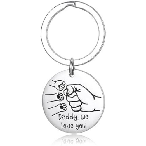 GINAZL Dad Keychain Bump with Paw Cute Keychain Fathers Day Keychain Gifts Dads Birthday Ideas
