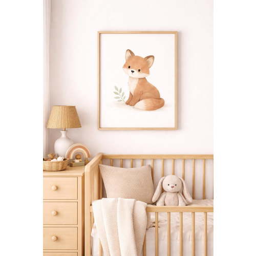 Megas Fox Nursery Wall Art Minimalist Woodland Animal Poster For Kids Room Neutral Forest Nursery Decor, Poster Home Decor, Poster Only