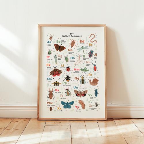 Insect Alphabet Nursery Print: Educational Bugs & ABCs Wall Art