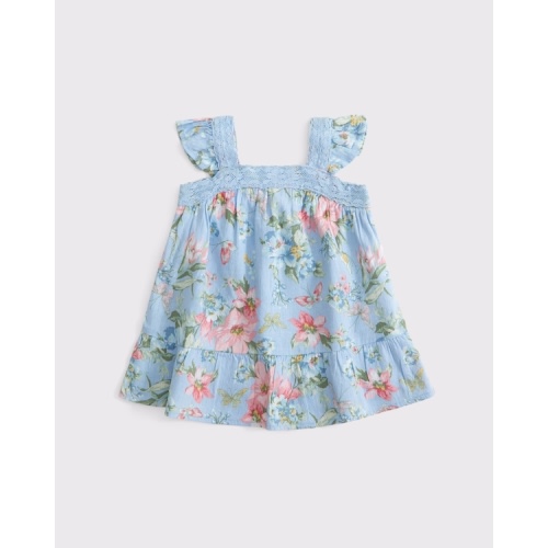 baby lace-trim flutter sleeve dress