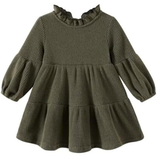 Toddler Kids Baby Girl Dress Lantern Long Sleeve Solid Color Casual Dresses Girls Fall Winter Outfit Clothes