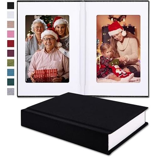 Small 4x6 Photo Album with Writing Space Holds 30 Photos Ideal for Wedding Theme-Album and Baby Photo Album (Black)