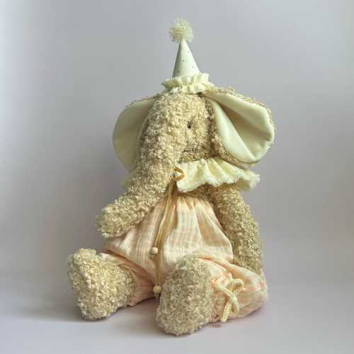 Handmade Teddy Elephant Doll – Soft Plush Elephant Toy, Neutral Nursery Decor, Heirloom Stuffed Animal, Baby Shower Gift