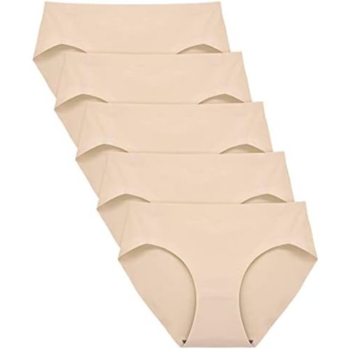 FallSweet No Show Underwear for Women Seamless High Cut Briefs Mid-waist Soft No Panty Lines,Pack of 5
