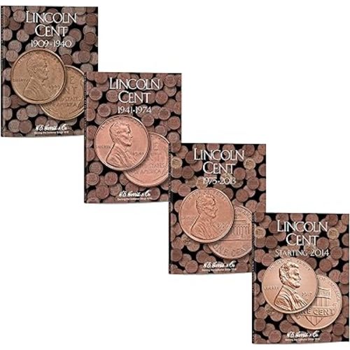 H.E. Harris & Co US Lincoln Cent Coin Folder 1909 – Date Four Volume Set #’s 2672, 2673, 2674, 4002