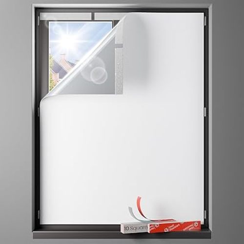 Sumobaby Blackout Curtains for Bedroom 47"x48" Portable No Drill Black Out Window Cover with Upgraded Hook&Loop Tapes,100% Blackout Shades,Thermal Insulated Blinds for Bedroom,Nursery(1 Panel,White)