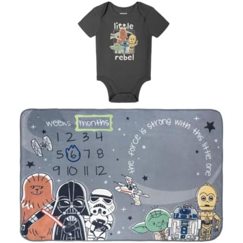STAR WARS Baby Boy or Girl New Baby 4-Piece Bodysuit and Blanket Set