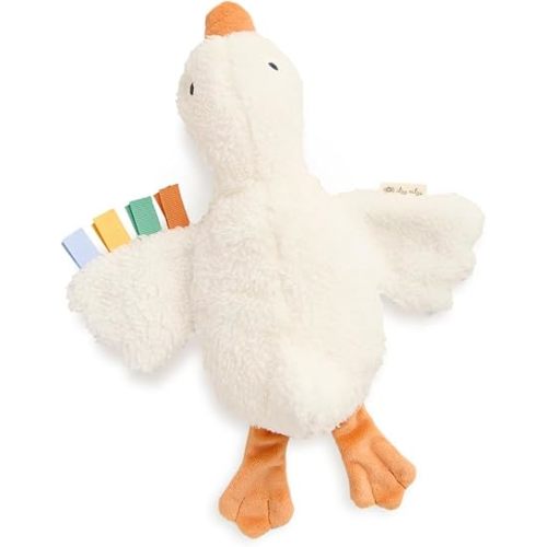 Itzy Ritzy Huggable Lovey, Plush Comfort Toy with Sensory Ribbons (Goose)