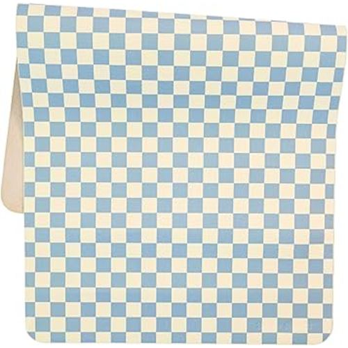 Ava + Oliver Vegan Leather Baby Changing Mat (16 X 30 in) - Multipurpose Wipeable and Portable Diaper Changing Pad - Foldable for Travel (Sky Checker)