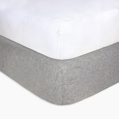 Burt's Bees Baby Organic Cotton Fitted Crib Sheets for Standard Crib and Toddler Mattresses (2 Pack) - Heather Grey/Cloud