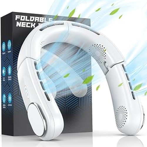 ChillGo Neck Fan - 4 Turbo Foldable Portable Fan - Personal Bladeless Fan 5200mAh with Strong Airflow, 4 Vent Air Conditioner, Wearable Cooling Fan for Travel Outdoor
