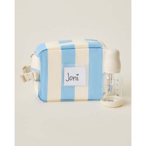 Baby Bottle Cooler Bag For Breast Milk Storage Fits Inside Diaper Bag | Blue Wide Stripe - Storq by Kindred Bravely